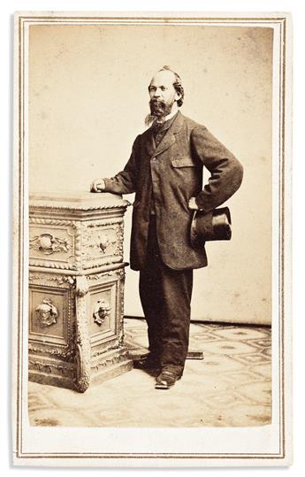 (PHOTOGRAPHY.) Inscribed carte-de-visite portrait of early photographer James Presley Ball.